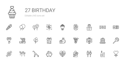 birthday icons set