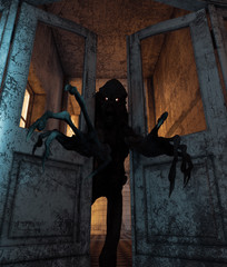 Creepy monster in a haunted house,3d rendering © Joe Therasakdhi