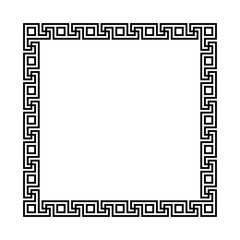 square frame with seamless meander pattern. greek fret repeated motif. black vector meandros border on white background. textile paint. classic ornament. greek key