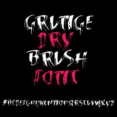 Fototapeta premium Grungy modern dry brush lettering. Handdrawn grunge ink font. Vector illustration.