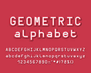 Geometric Alphabet, 3D design. Vector letters and numbers
