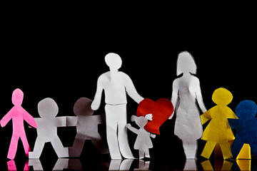 Paper people family in society