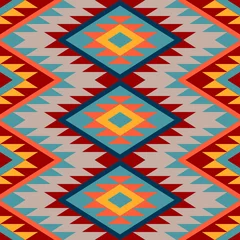 Behang Kilim. Etnische geometrische sieraad. Patroon van heldere ruiten. Naadloze vector patroon. © julia_faranchuk
