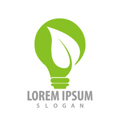 Green leaf bulb logo concept design. Symbol graphic template element