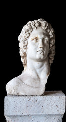 Statue of Alexander the Great on a black background