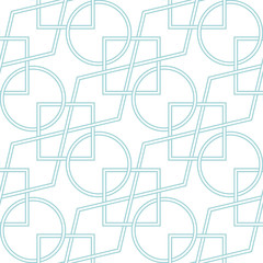 Geometric seamless background. Blue print on white