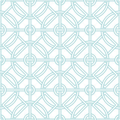 Blue geometric seamless pattern on white backdrop