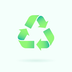 Recycle Vector icon. Trash symbol. Eco bio waste concept. Arrow green 3d realistic green sign isolated on white.