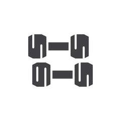 Two Dumbbell vector icon. filled flat sign for mobile concept and web design. Fitness barbell simple glyph icon. Sport symbol, logo illustration. Pixel perfect vector graphics