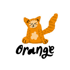 Orange Cat illustration. Vector handdrawn elements.