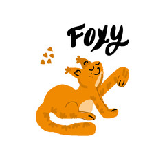 Orange Cat illustration. Vector handdrawn elements.