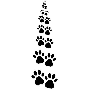 Black footprints of dogs, turn right -vector illustration