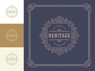 Luxury logo template vector vintage flourishes ornaments.