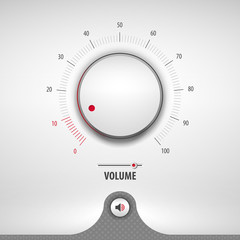 volume for media player containing: two audio app designs, volume control knob, 3d button, textured pattern, stainless steel background, eps10 vector illustration