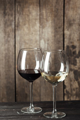 Glass of Wine on The Wooden Table