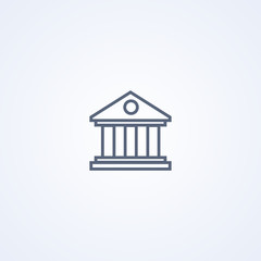 Bank building, vector best gray line icon