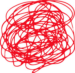 Illustration of a red circle of scribble vigorously