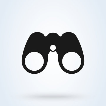 binoculars icon in flat style on white background