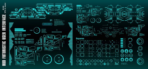 Sci-fi futuristic hud dashboard display virtual reality technology screen, target
