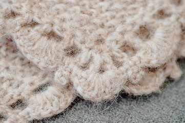 Handmade woolen fabric close-up