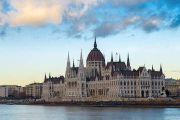 Fototapeta na wymiar Hungary, Budapest Parliament view from Danube river