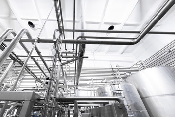 Chrome pipes close-up. Industrial background