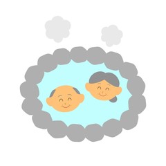 温泉に浸かる老夫婦