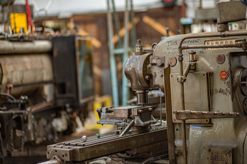 Close up of industrial power drill in a workshop