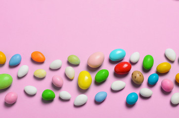 Chocolate Eggs on Bright Background, Sweet Easter Treat