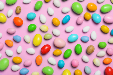 Chocolate Eggs on Bright Background, Sweet Easter Treat