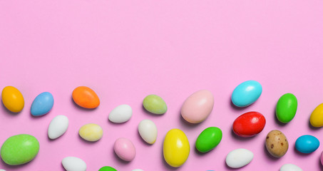 Chocolate Eggs on Bright Background, Sweet Easter Treat