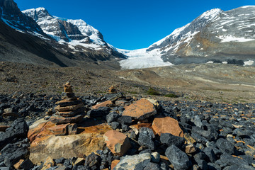 glacier with stone pyramid