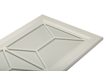 Detail close-up of a white frame facade for the kitchen.