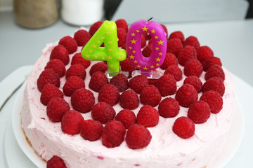 Birthday cake with candles for 40th birthday
