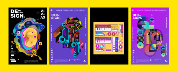 Cover and Poster Design Template for Magazine. Trendy Vector Typography and Colorful Illustration Collage for Cover and Page Layout Design Template in eps10.