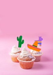Cupcakes for celebrating Mexican party fiesta