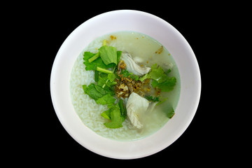 Fish Porridge in white bowl.