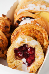 Variety of viennoiserie or Danish pastries - 250197994