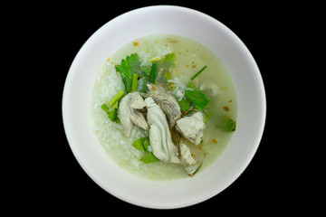 Fish Porridge in white bowl.