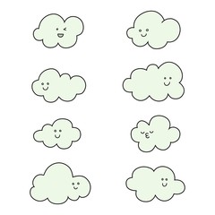 Fototapeta premium Doodle clouds cute cartoon illustration