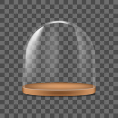 Realistic Detailed 3d Glass Dome Container Protection for Food. Vector