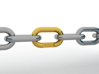 Obraz premium 3d illustration Stainless steel chain with unique blue link