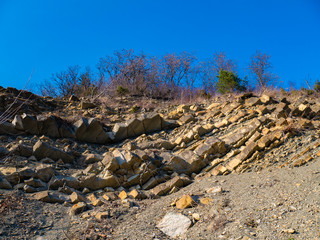 Rocks lit by the sun at sunset