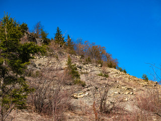Rocks lit by the sun at sunset