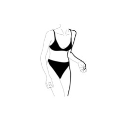  Abstract sketch, single line, minimalism. Portrait. Style, vintage. Graphics. Vector hand drawn portrait of women. One line drawing