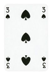 Three of Spades playing card - isolated on white (clipping path included)