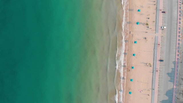 Aerial view of Flamingo beach in Ras Al Khaimah emirate of United Arab Emirates