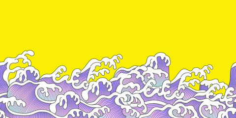 horizontal banner of ocean wave in oriental style. Suitable for wallpaper and event decoration.