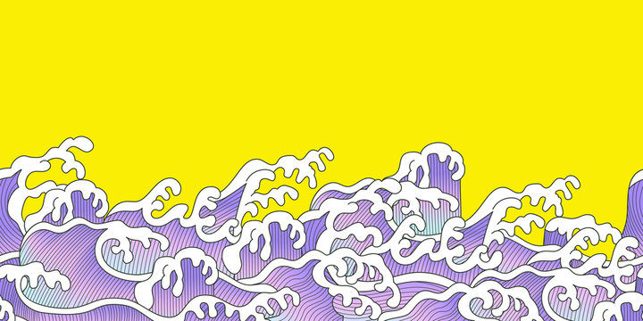 horizontal banner of ocean wave in oriental style. Suitable for wallpaper and event decoration.