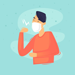 Man in a bandage, dirty air. 